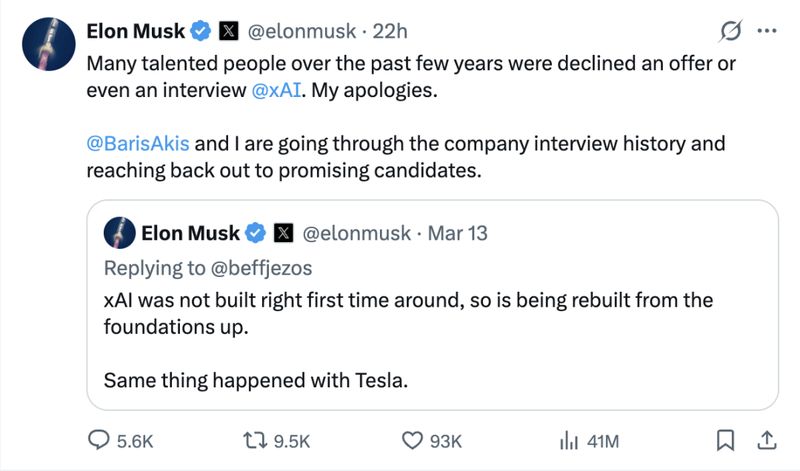  xAI创始团队剧变，马斯克罕见低头；核心成员大量离去，公司迎来彻底重建。 IT技术